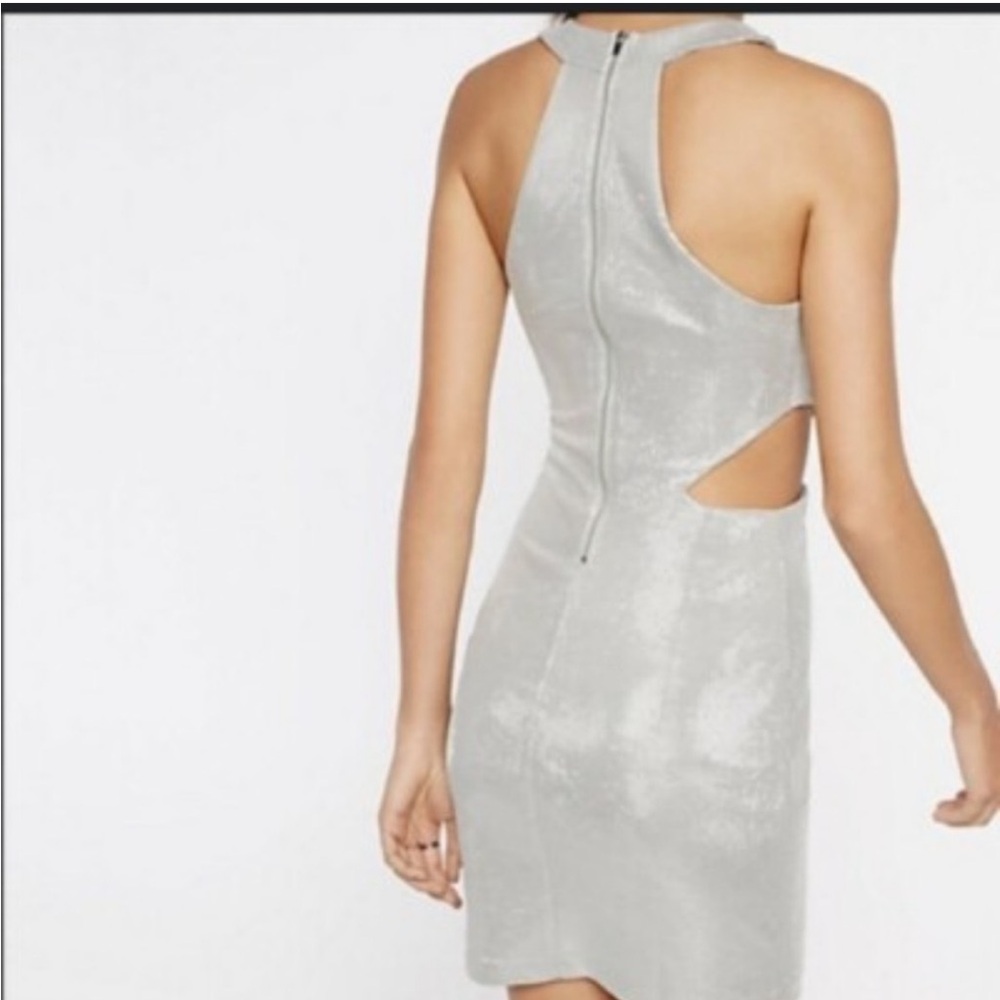 Express Silver Cutout Mini Dress - Picture 2 of 8